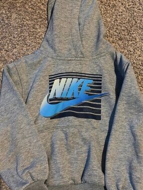 Nike Grey Crewneck Sweatshirt with Blue Gradient Logo